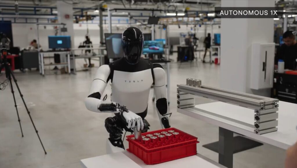 Tesla's Humanoid Robot Optimus on Duty at the Factory
